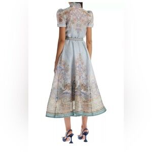 Zimmermann Light Blue Floral Midi Dress size AU 2